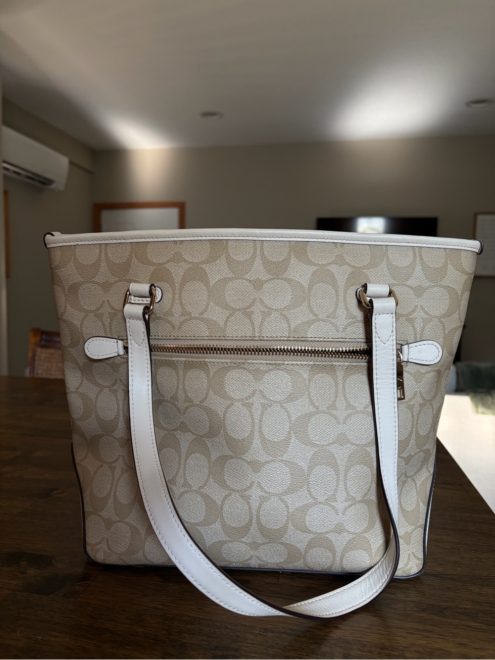 Coach Beige & Cream Signature Canvas Shoulder Tote Bag - Picture 5 of 13